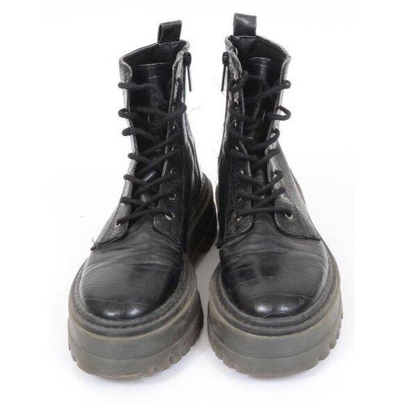 Bershka Women's 8 (38) Lace-up Ankle Boots Vegan Sustainable Platform Combat Got - Picture 5 of 11